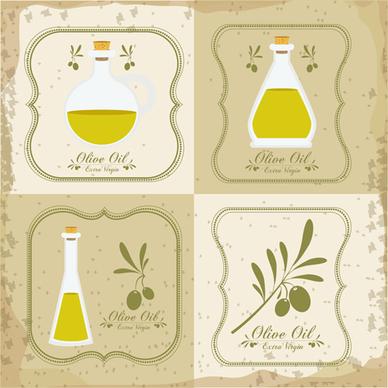 olive oil retro frame vector set