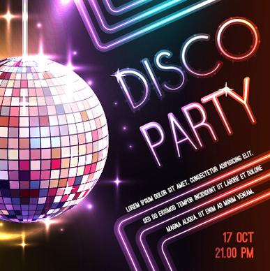 disco night party neon background vector