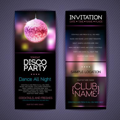 disco party invitation cards creative vector