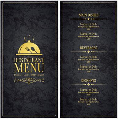 modern restaurant menu cover and list vector