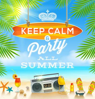 charming summer party poster template vectors