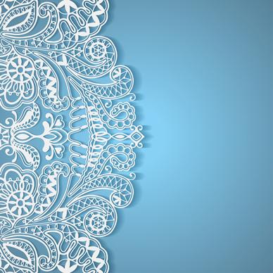 white lace with colored background vector set