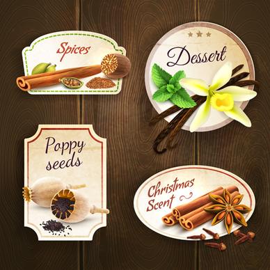 different spices vector labels