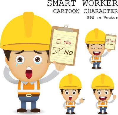 cute cartoon worker vector set