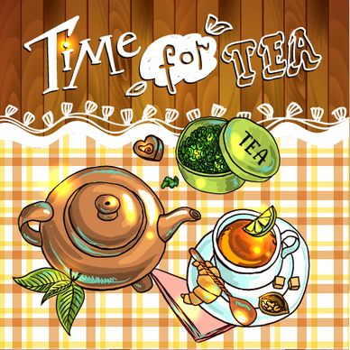 hand drawn tea time vector background