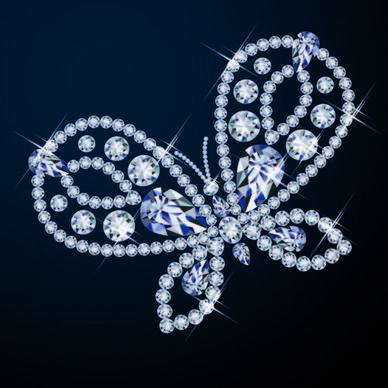 diamond with butterfly shiny vector