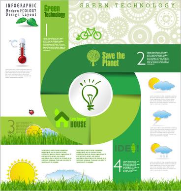 modern ecology infographics green template vector