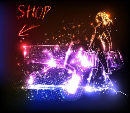 fashion shopping girls vector background