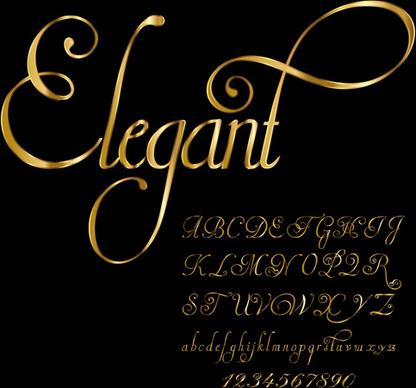 glossy golden alphabet and numbers vector