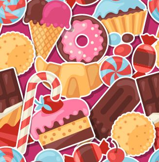 candy and sweets vector background set