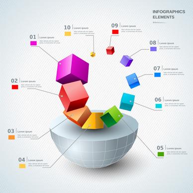 3d infographic modern template vector