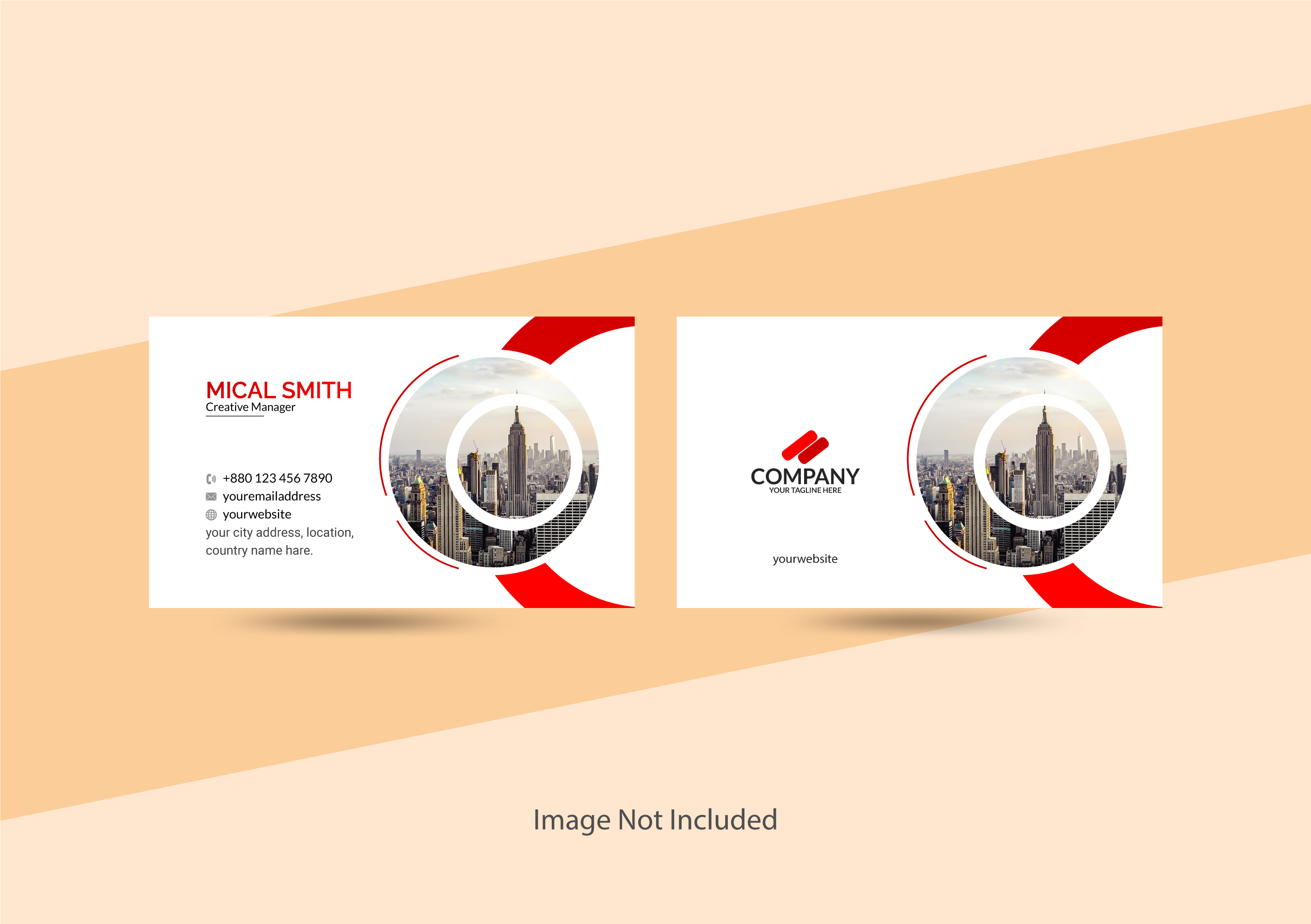 business card template city scene circles decor 