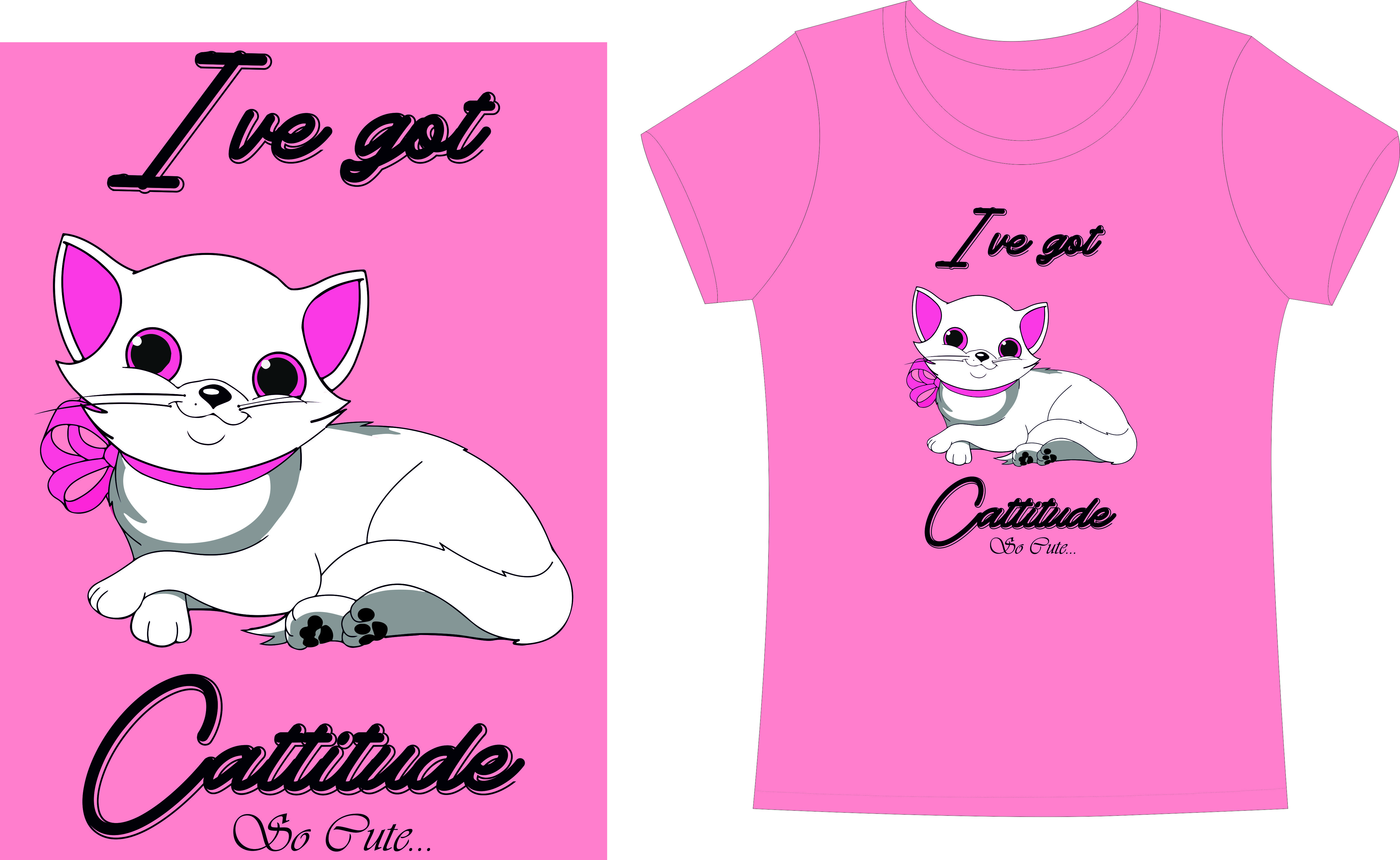 tshirt template cute handdrawn cartoon cat