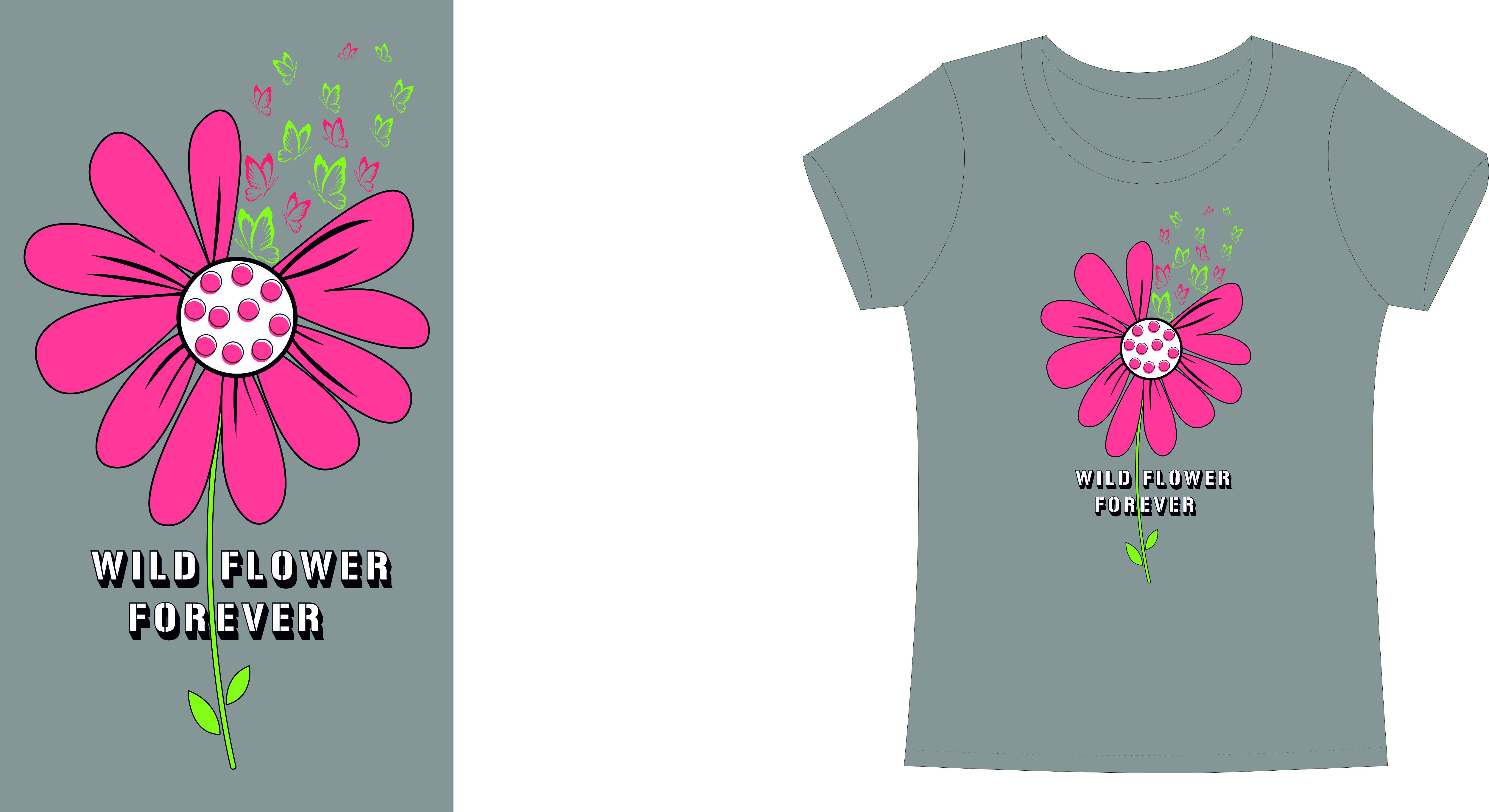 tshirt template flat classic handdrawn flora