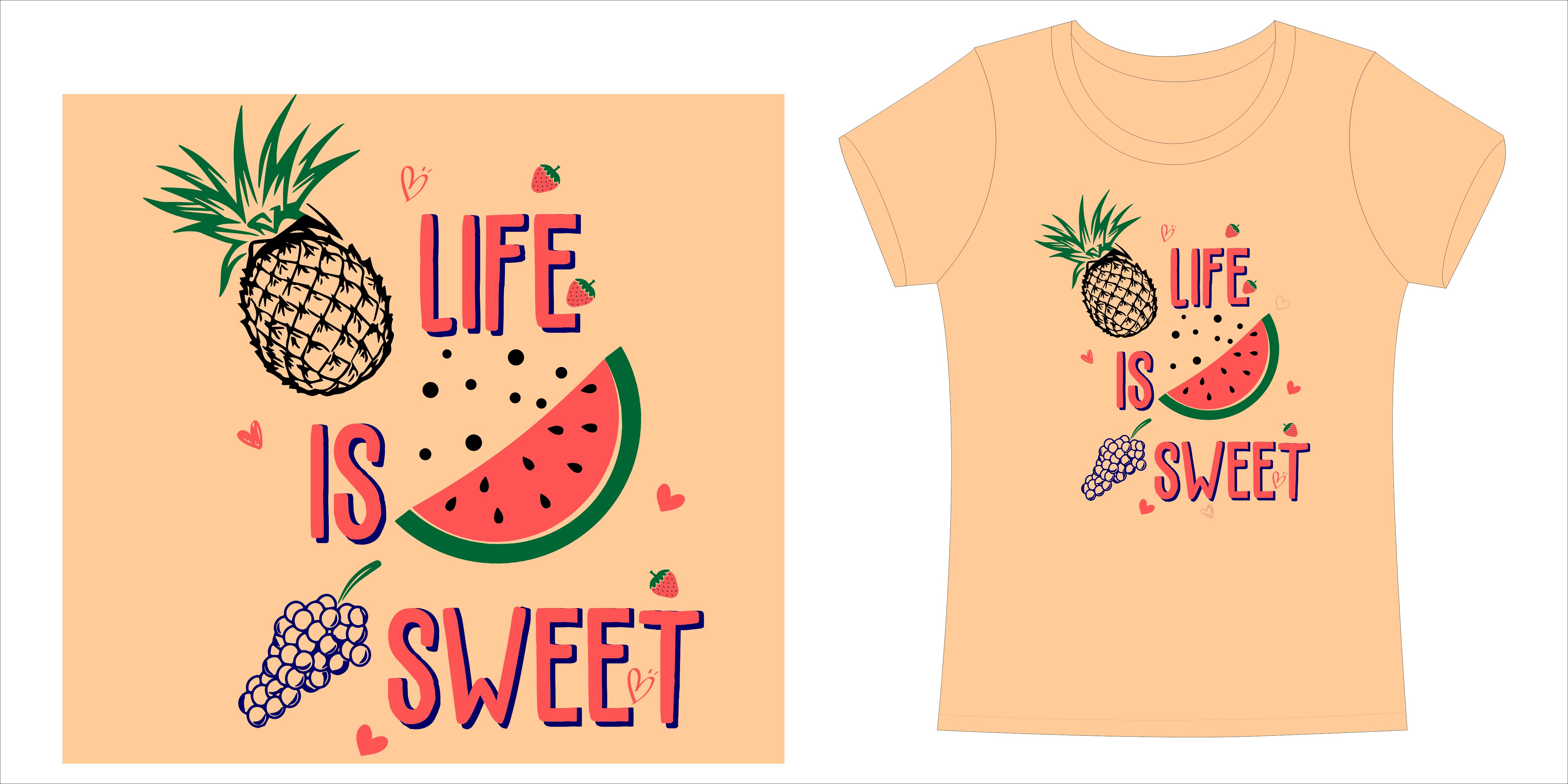 tshirt template dynamic classic fruits decor