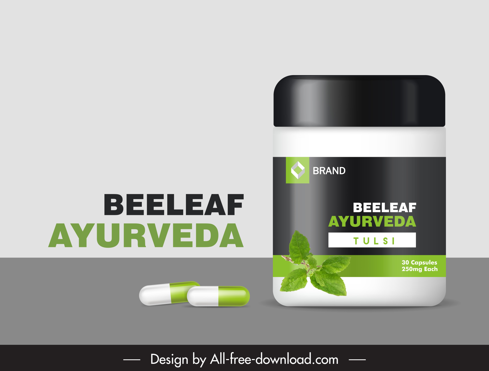 ayurveda Cosmetics Bottle Packaging Template realistic modern