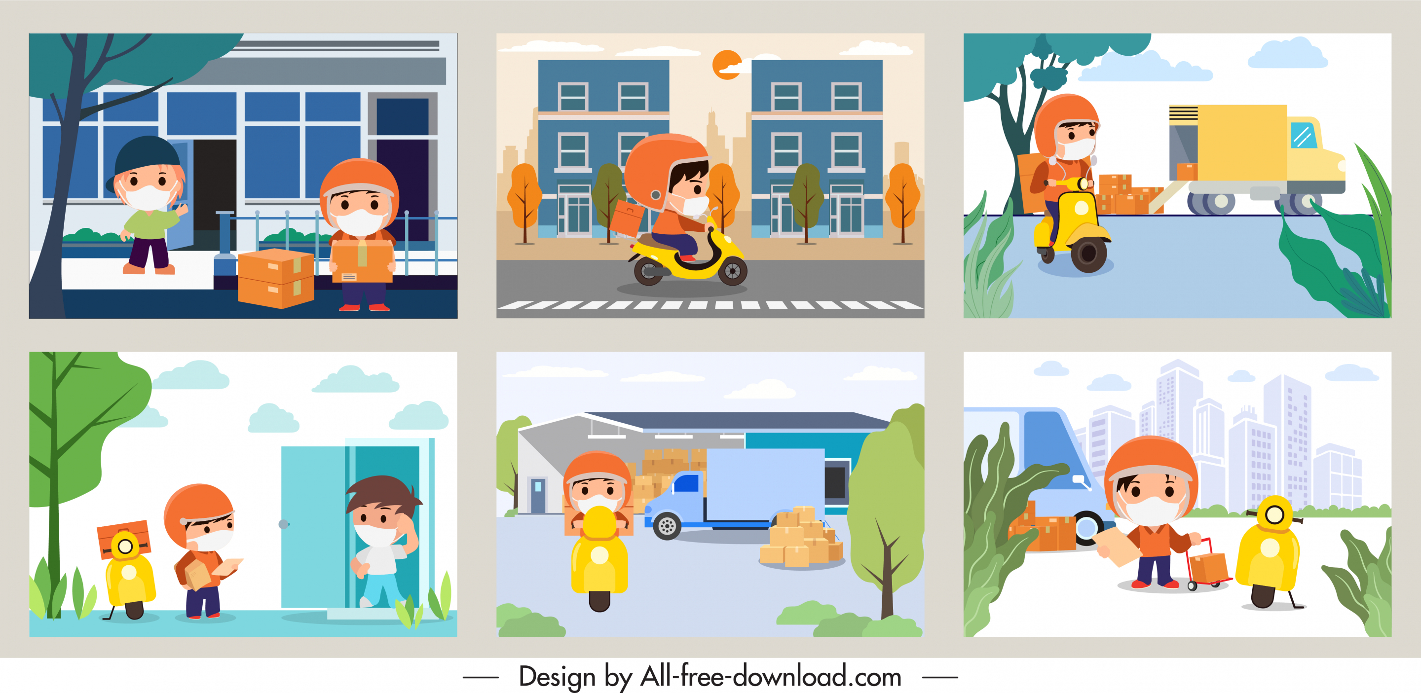 shipper work background templates colorful cartoon sketch