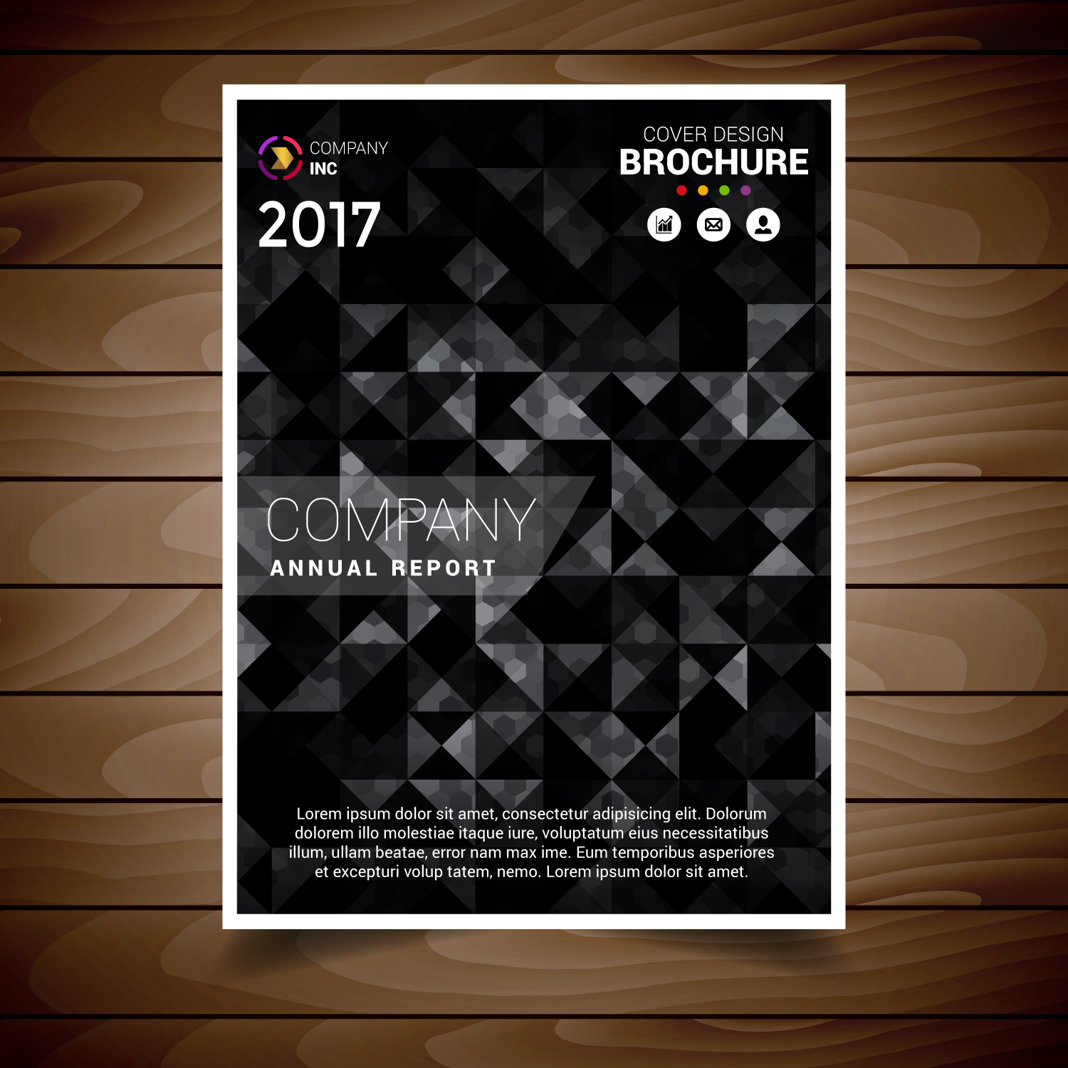 black triangle abstract brochure design template