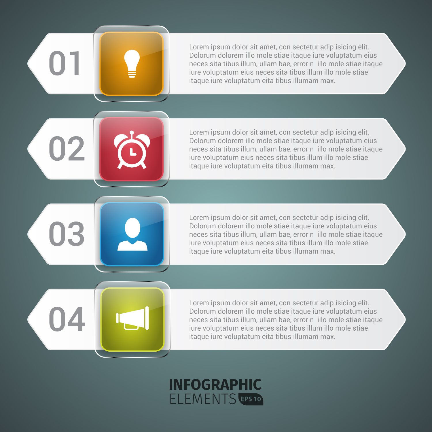 horizontal stairs number infographic