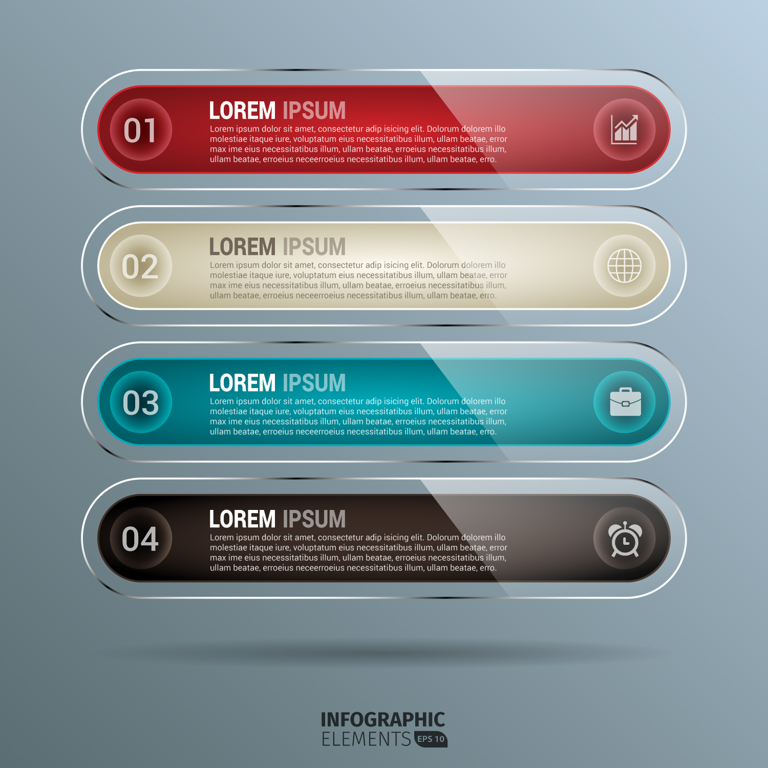 glossy rounded rectangle infographics