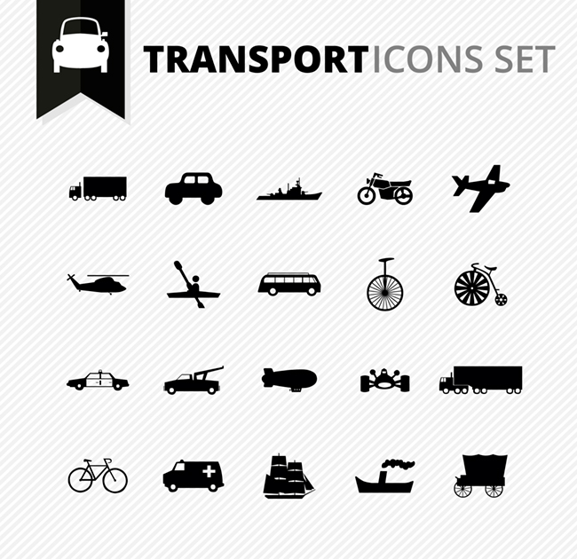 transport icons set