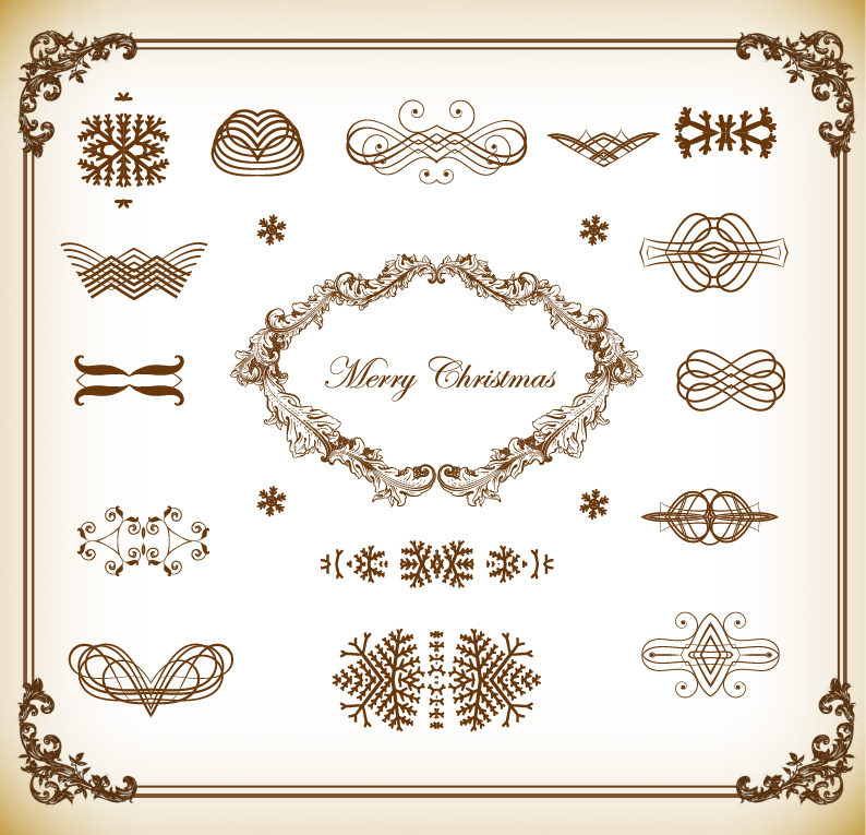 christmas decoration elements vector illustration set