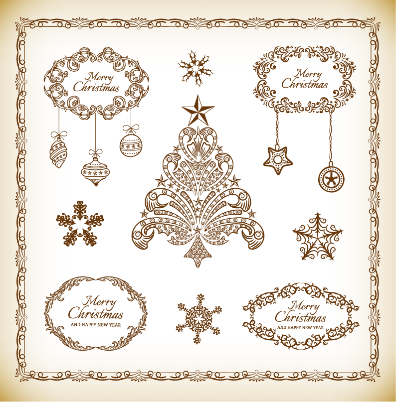 christmas decoration element vector collection