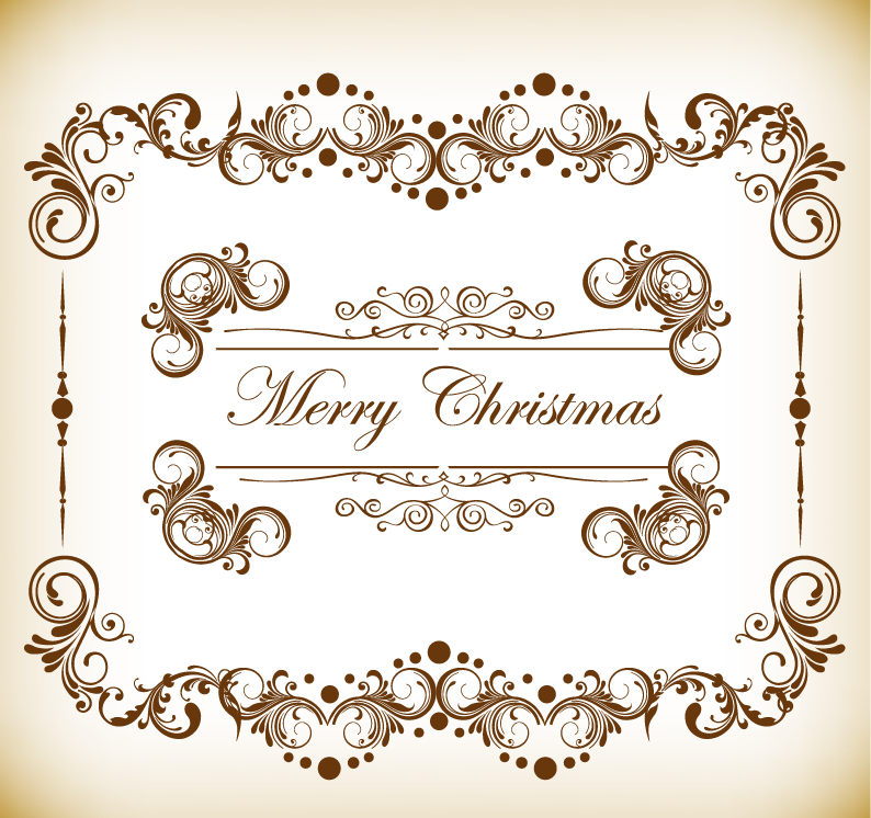 vintage christmas frame vector illustration