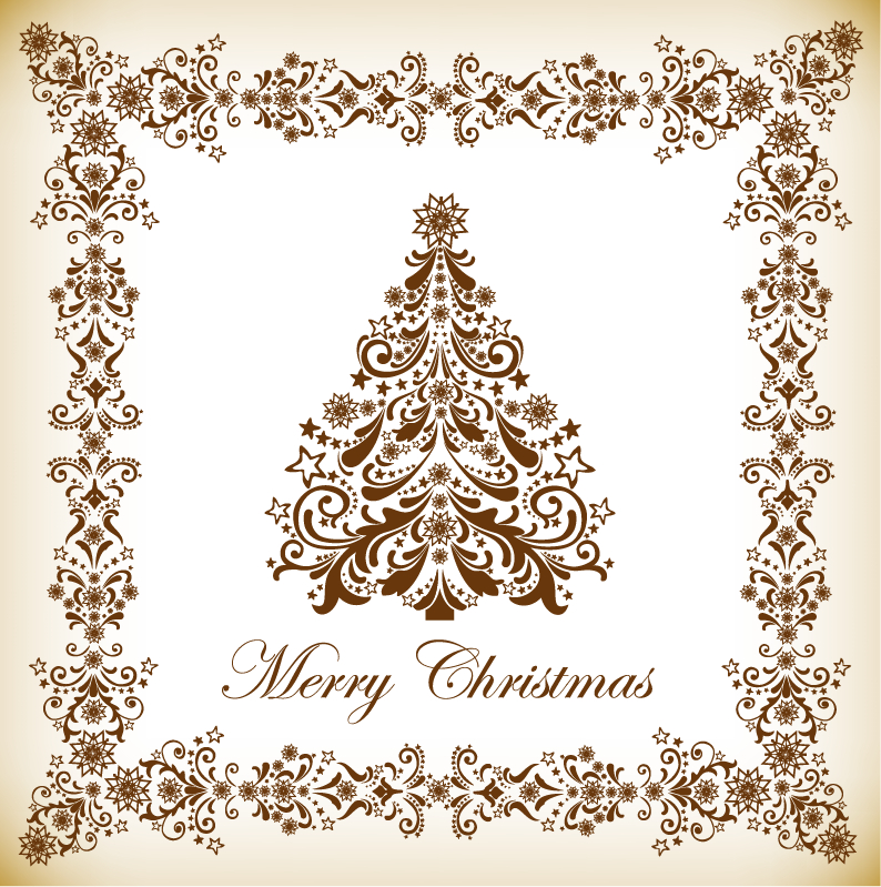 vintage christmas tree vector illustration