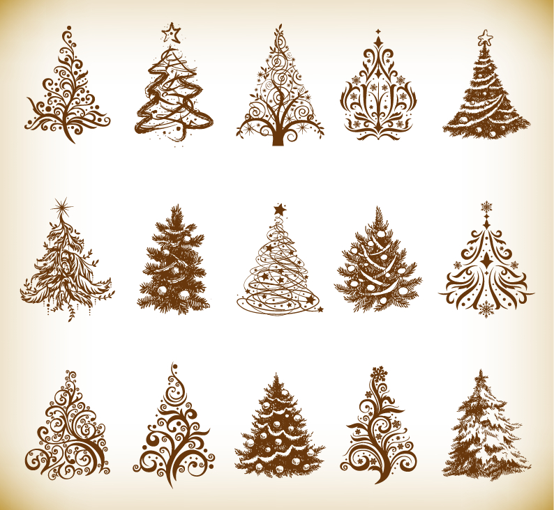 christmas tree vector graphics set