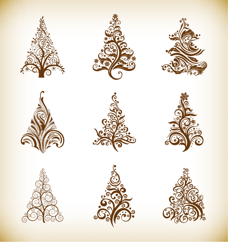 vector set of christmas trees