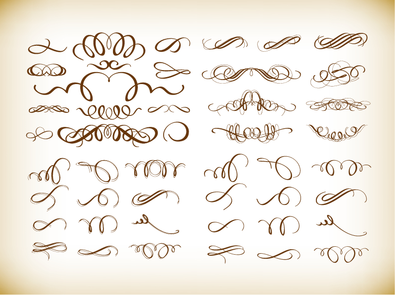 decorative calligraphic elements vector graphics set