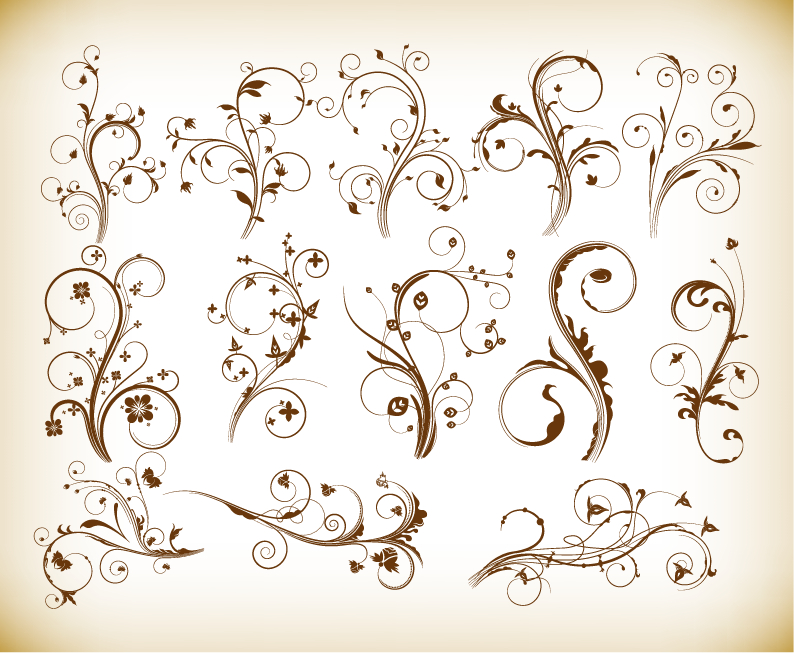 vector set of swirl floral for your design