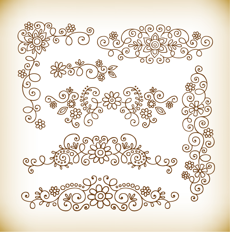 vector set of calligraphic style element design