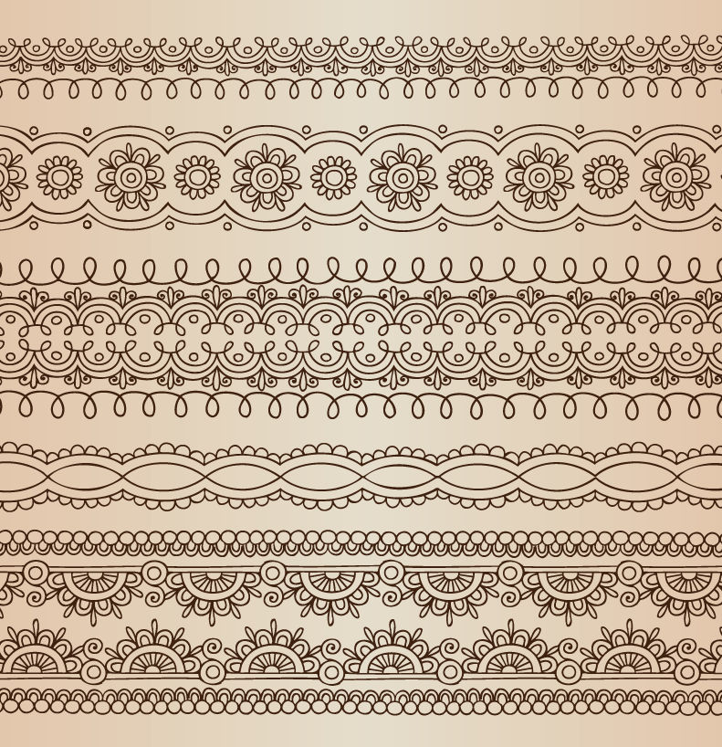 horizontal lace borders vector set