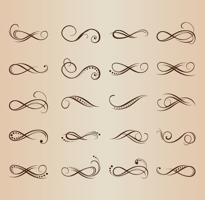 calligraphic decorative design elements vector set