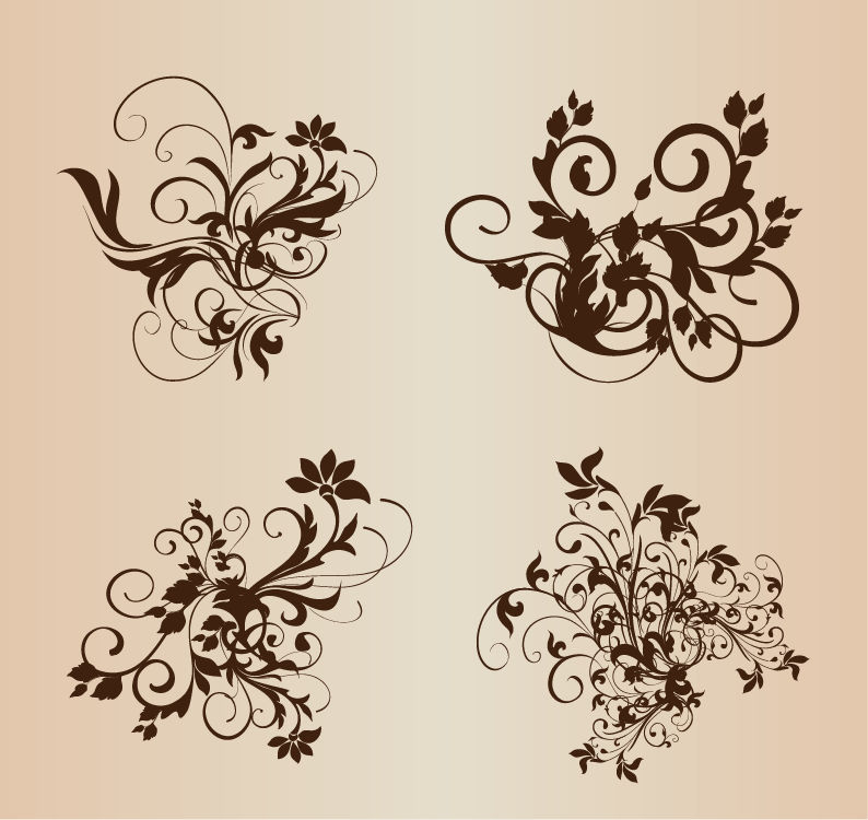 floral ornament elements vector set