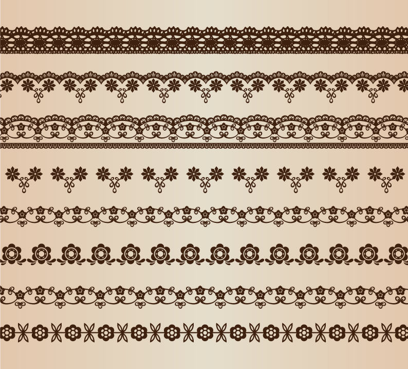 retro floral lines vector set