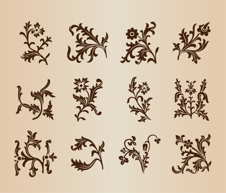 vintage floral patterns set for design