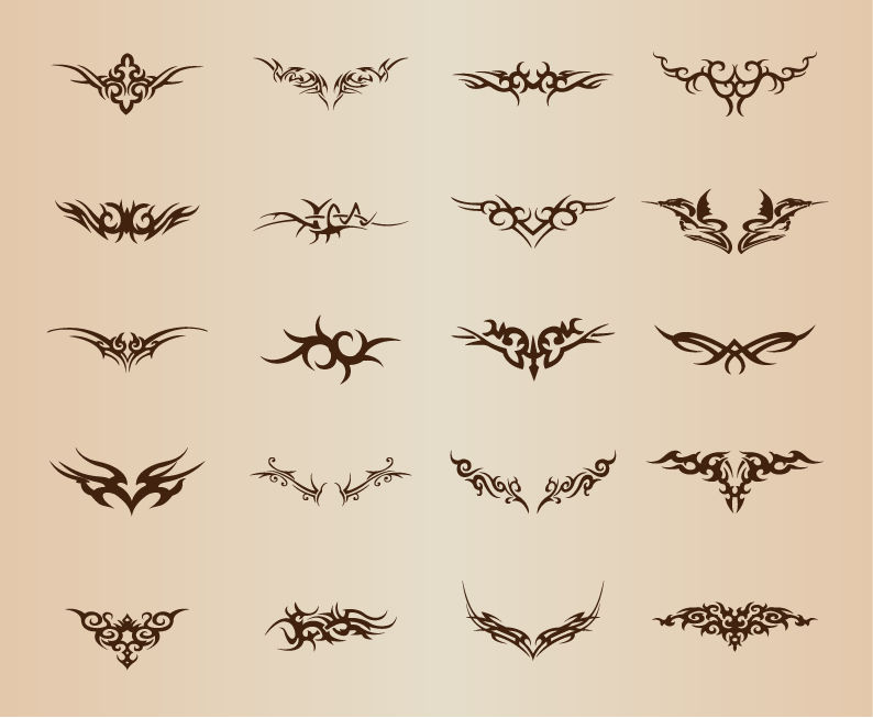 tribal tattoo element vector set