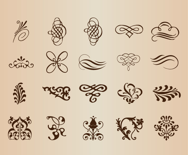 abstract calligraphic elements vector set