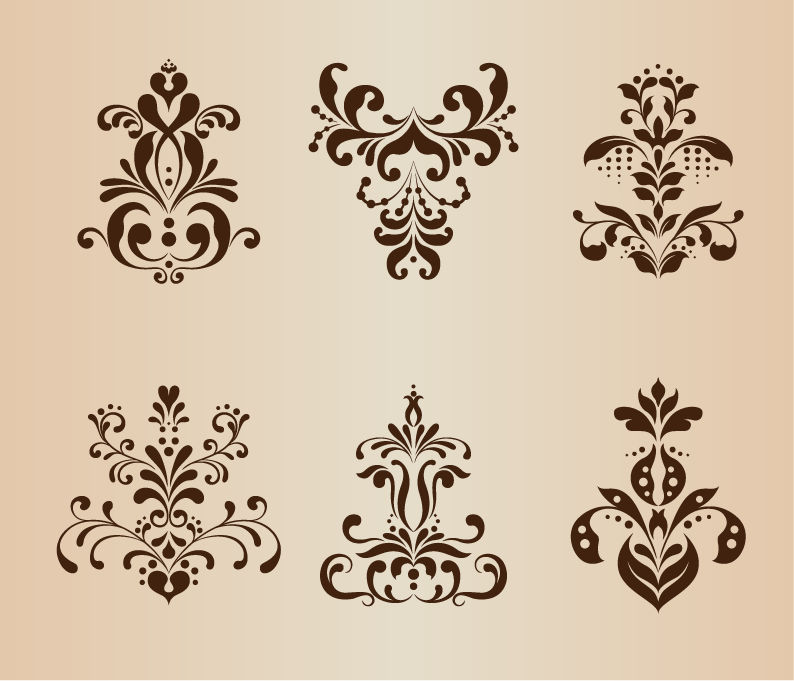 abstract symmetrical floral pattern vector set