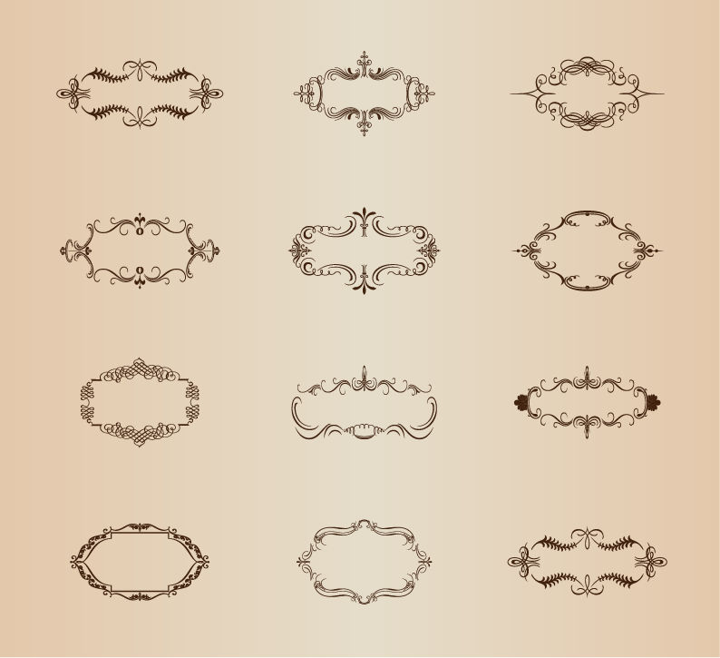 retro ornamental frames vector set