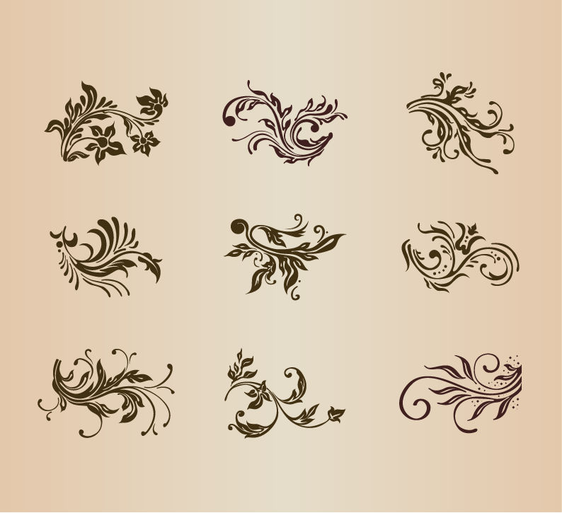 vector set of vintage floral ornament elements for design