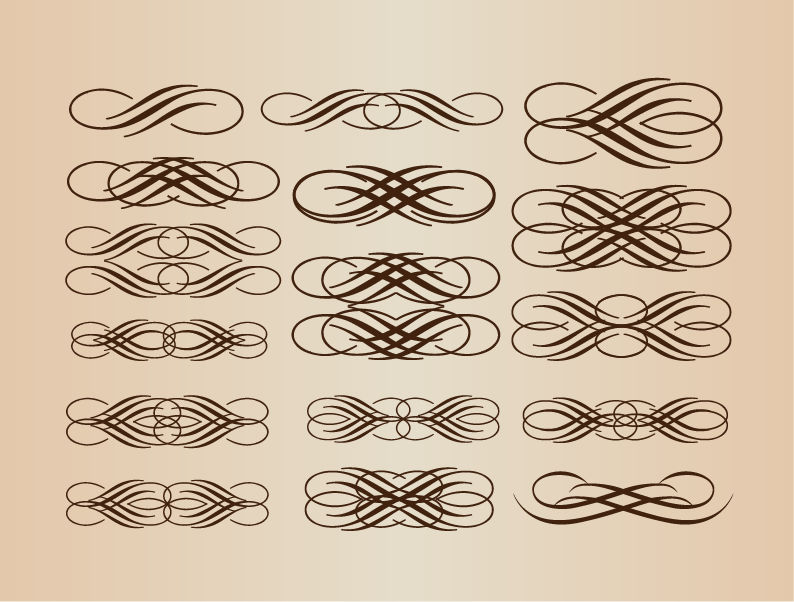 calligraphic elements vector set