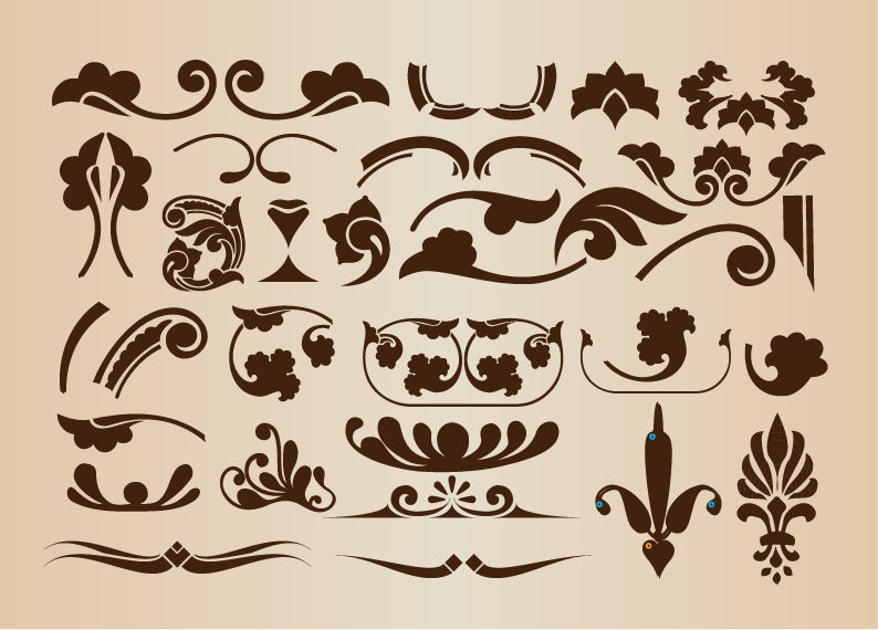 set of vector floral decorative elements for design