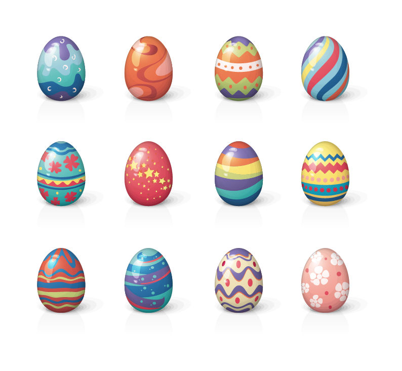 set of twelve easter eggs