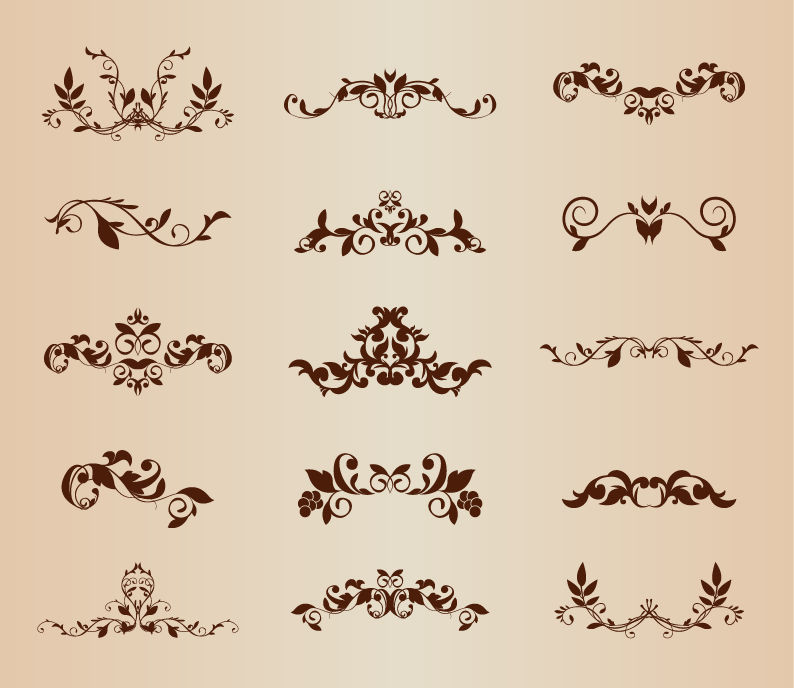 set of vector floral ornamental elements for design