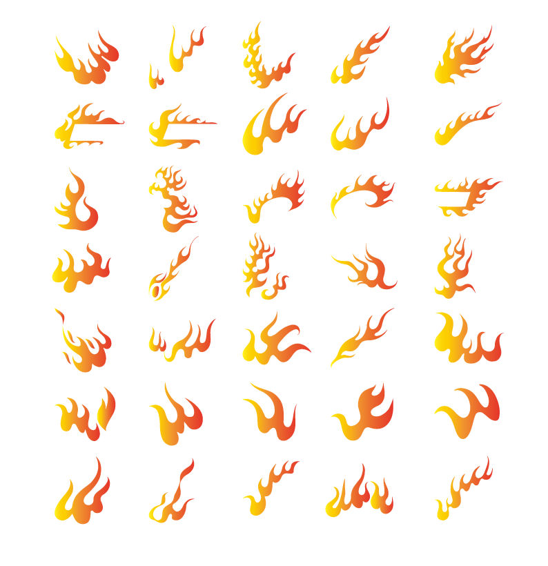 vector collection of different fire symbols