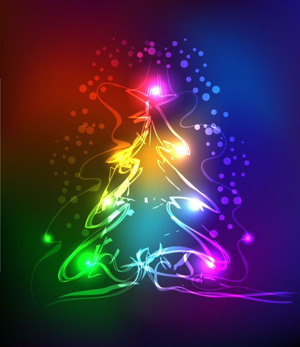 abstract neon christmas tree vector graphic